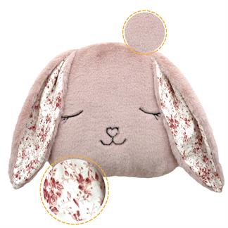 Peluş Tavşan Yastık, Sevimli Tavşan Nakışlı Kırlent, Peluş Tavşan Oyuncak Pembe 
