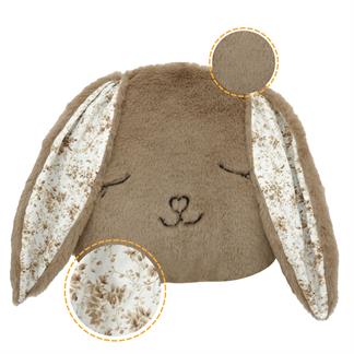 Peluş Tavşan Yastık, Sevimli Tavşan Nakışlı Kırlent, Peluş Tavşan Oyuncak Kahve