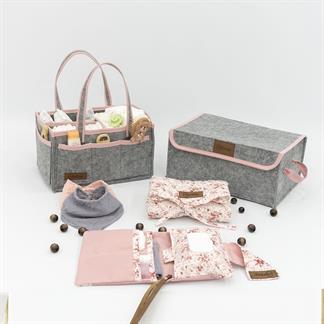 Yenidoğan Bebek Bakım Çeyiz Seti; Bebek Hediyesi, Anne Bebek Organizer, Pembe  