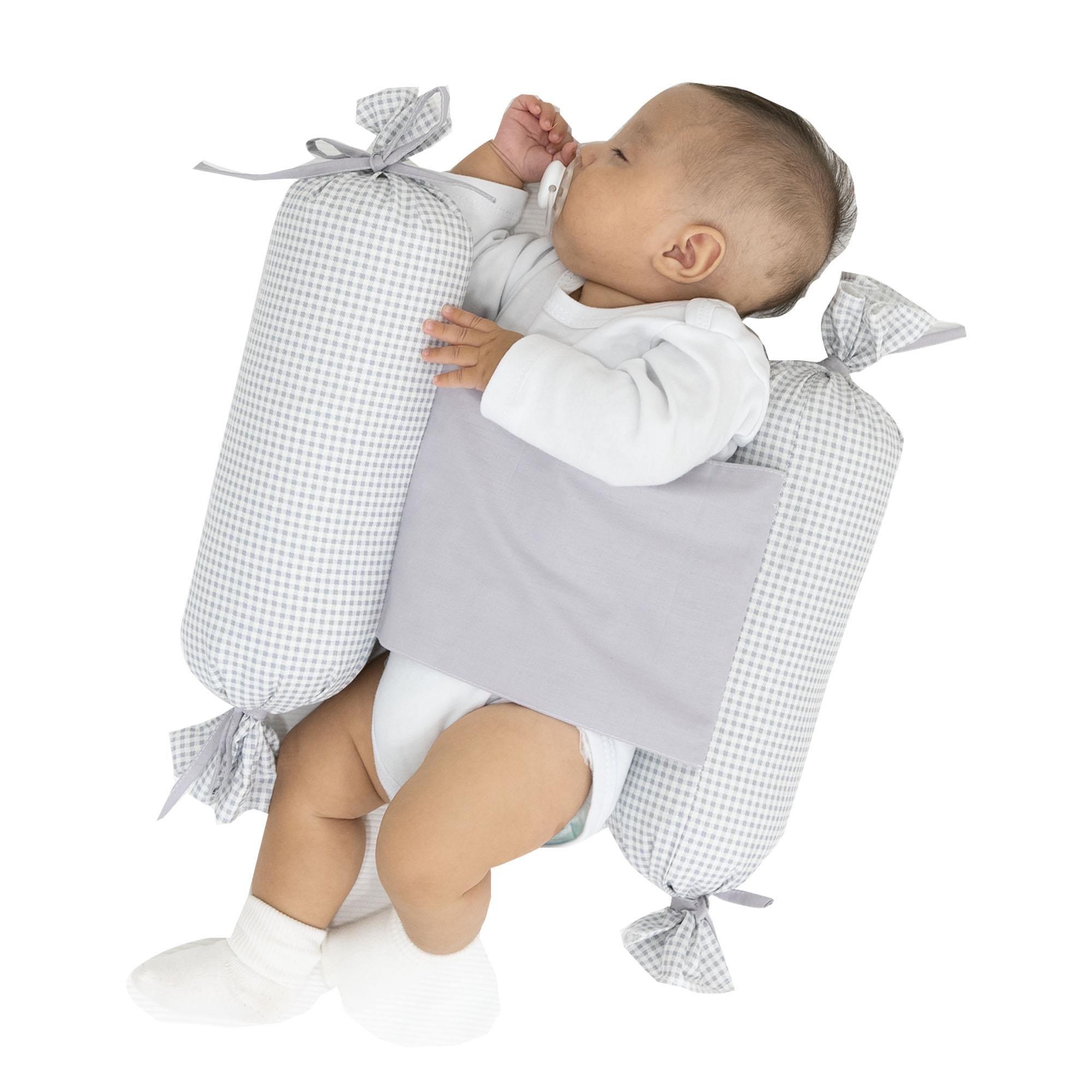 Bebek Yuvarlanma Önleyici Yastık, Yenidoğan Yan Yatış Yastığı, Puffs Serisi Gri