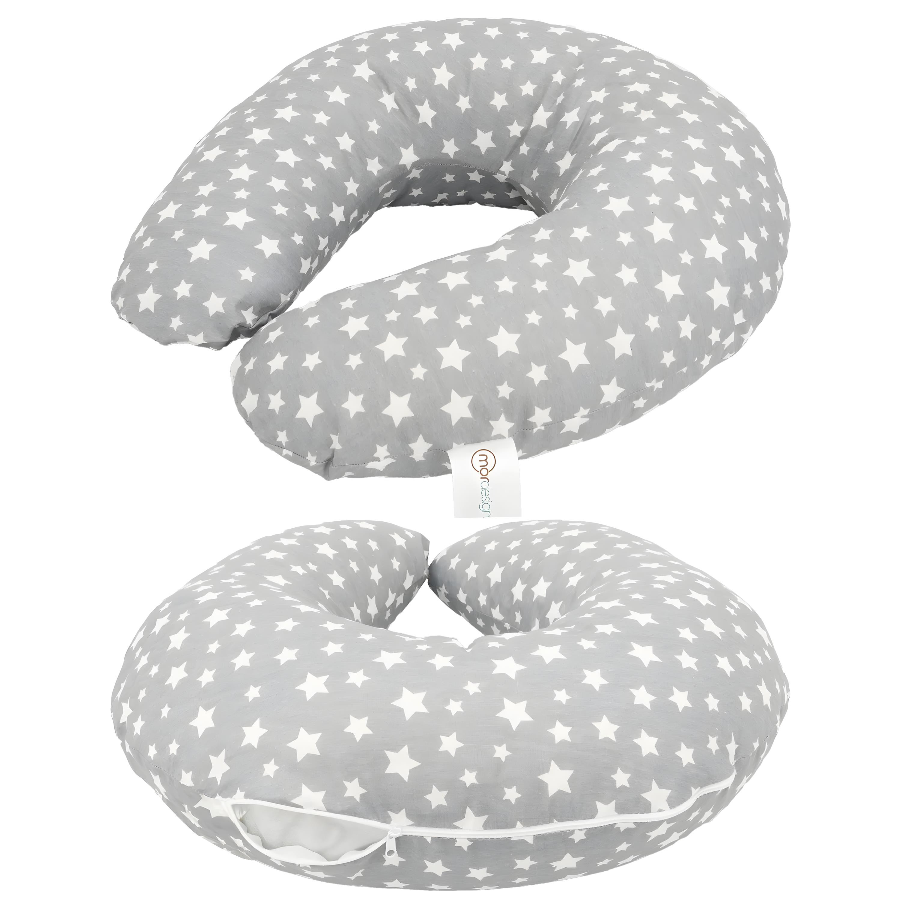 Çift Taraflı Emzirme Yastığı /bebek Destek Minderi, Hamile Yastığı, Pamuklu Kumaş, Stars, Antrasit