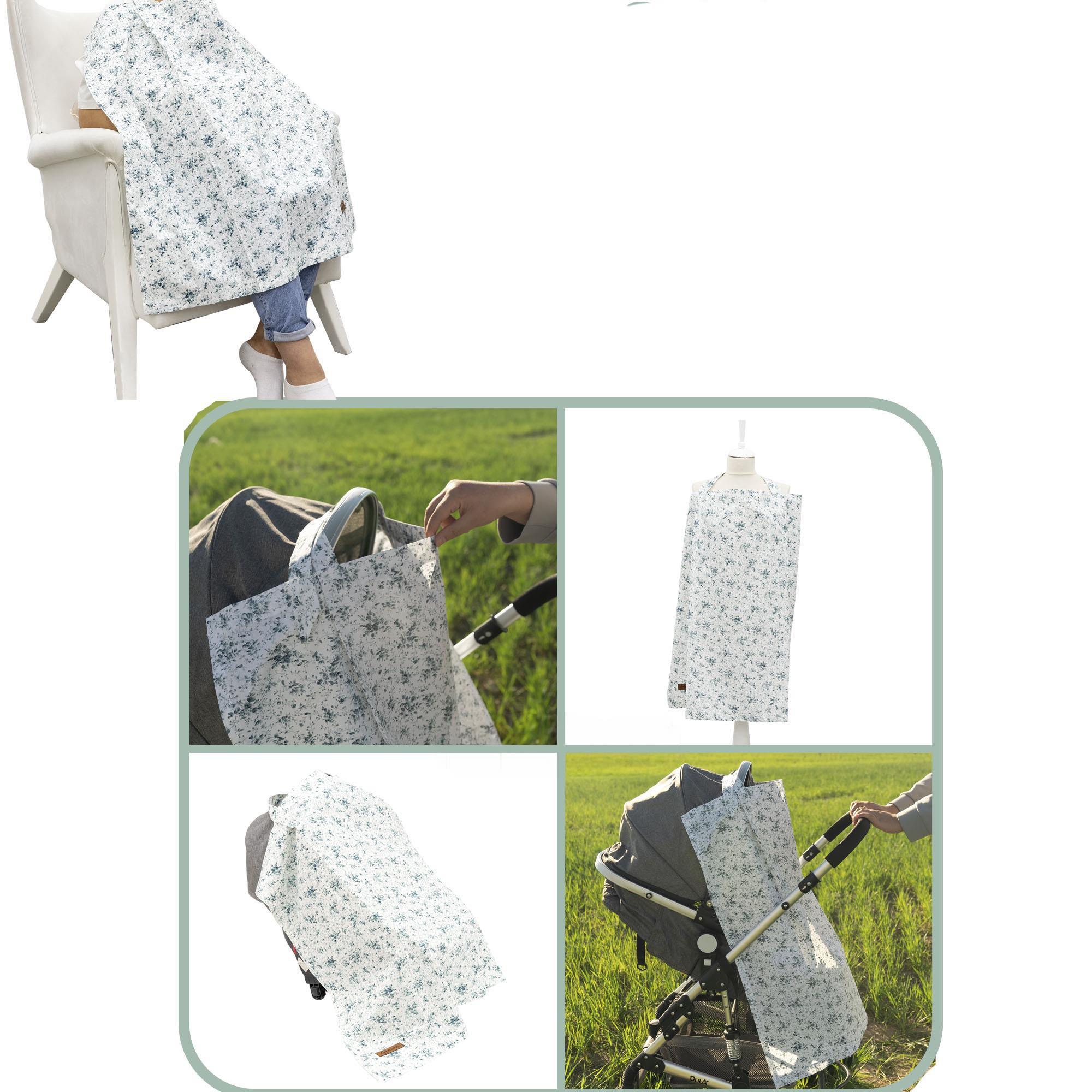 Çok Amaçlı Bebek Emzirme Örtüsü/Önlüğü; Puset, Bebek arabası örtüsü, Extra Büyük, Çıtır Seri, Mint