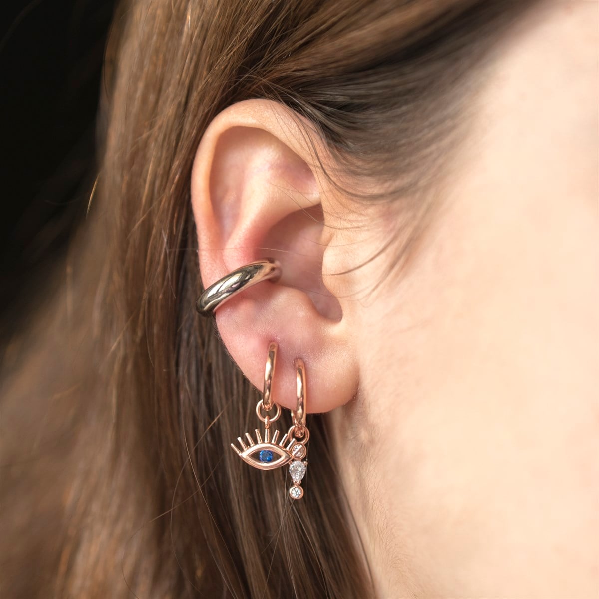 Gümüş Renk Earcuff -925 Ayar Gümüş