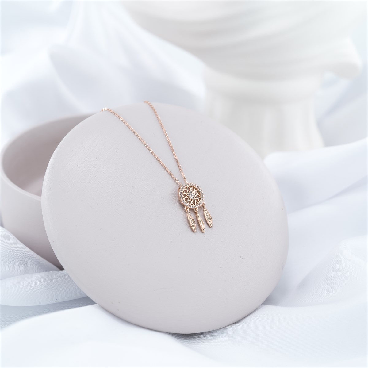 Zirkon Taşlı Dream Catcher Kolye