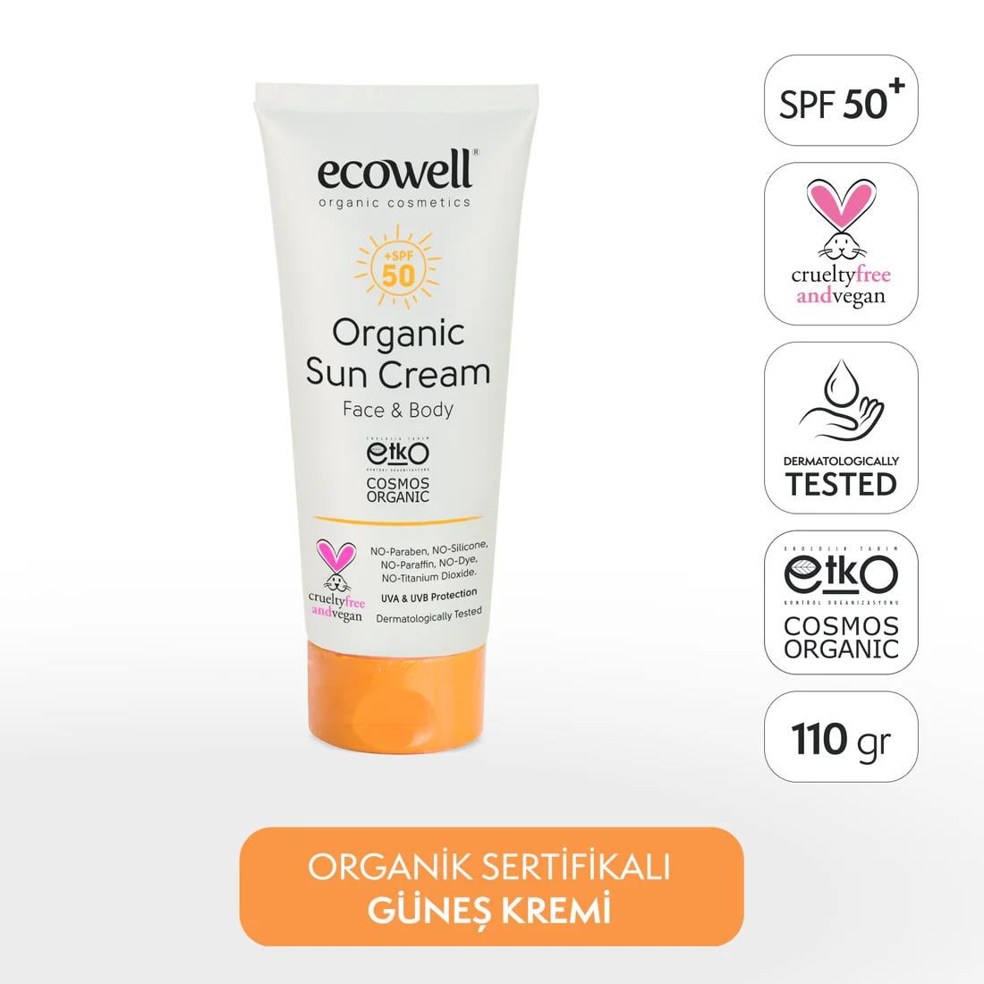 Ecowell Organik Güneş Kremi SPF 50 - 110 gr