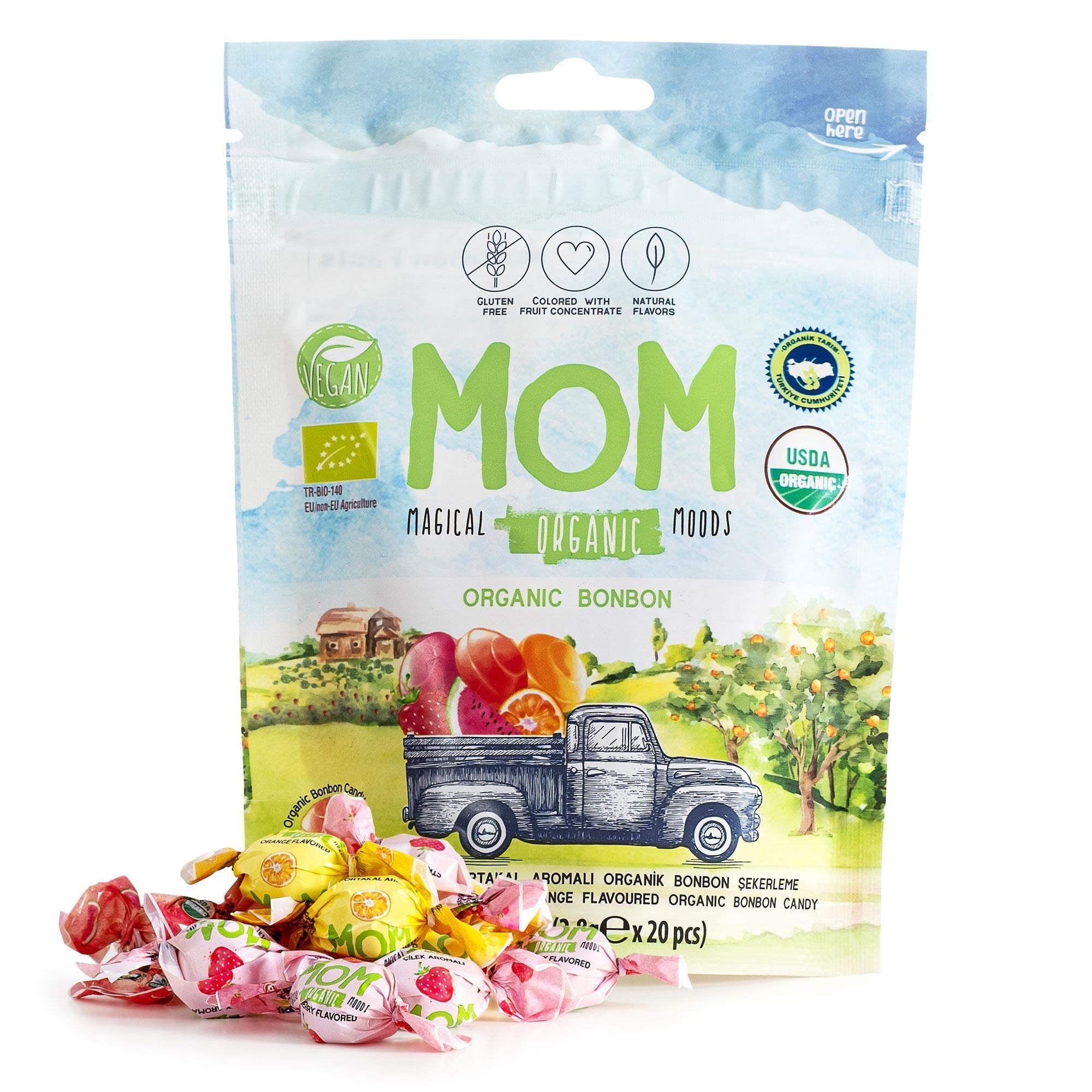 Mom Organik Bonbon Şeker - Karpuz Çilek Portakal
