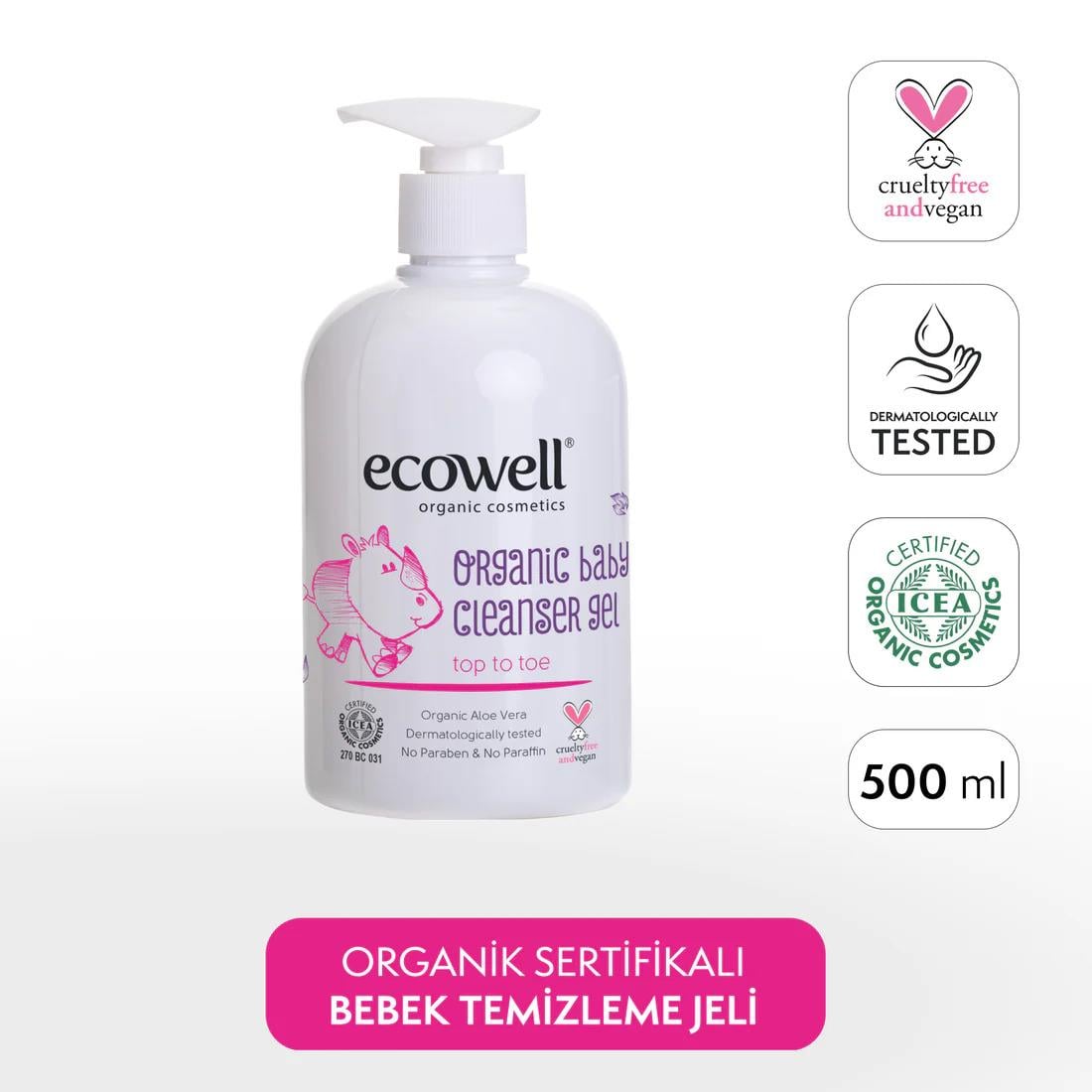 Ecowell Organik Bebek Temizleme Jeli (ŞAMPUAN+DUŞJELİ)- 500 ml