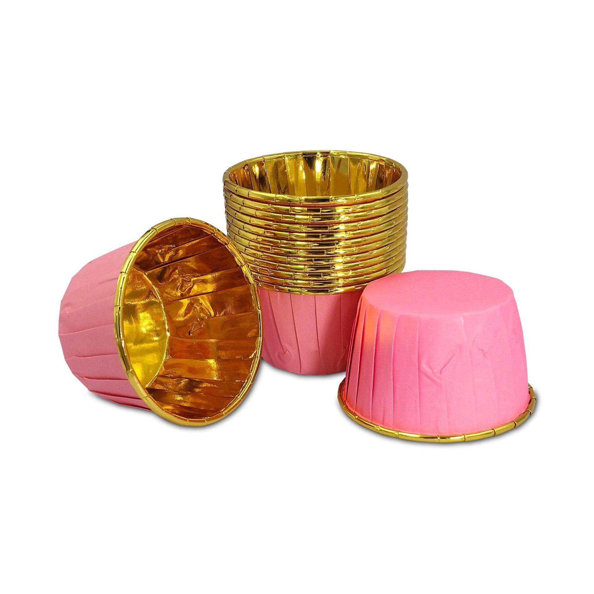 Desenli Muffin Kek Kalıbı Pembe - Altın