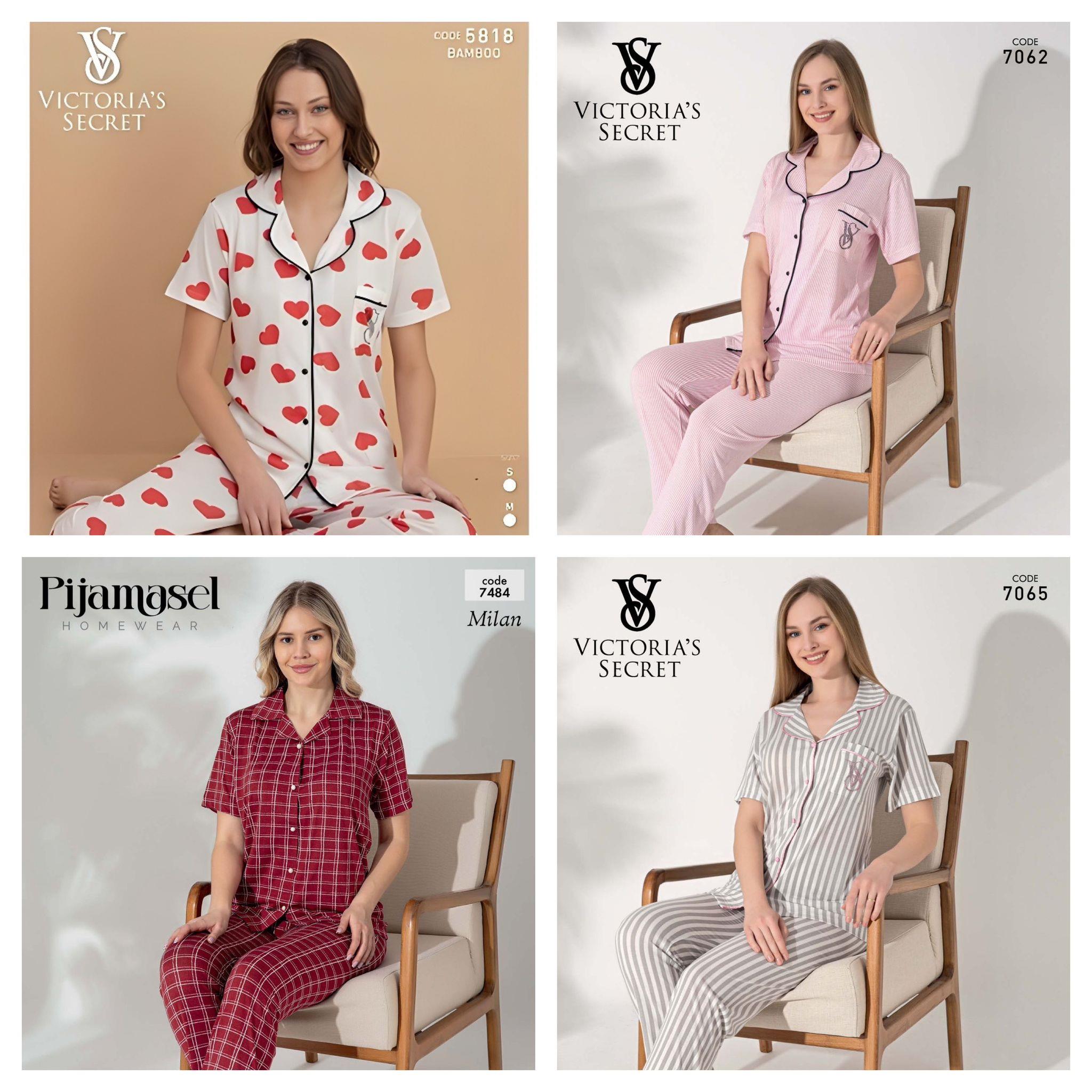 4 Adet Düğmeli Kısa Kol Pijama Takım