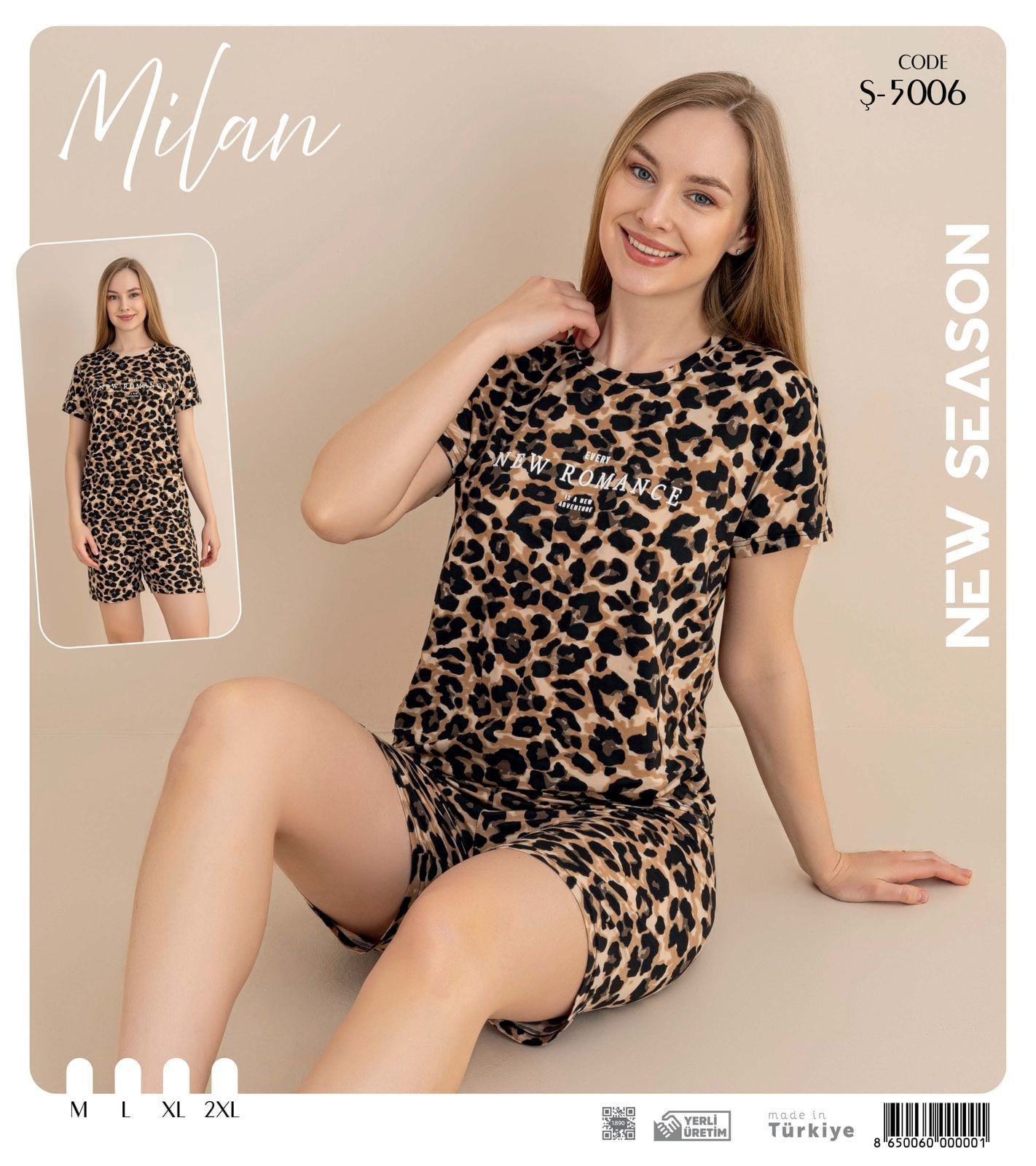 Desenli Kısa Kol Şortlu Pijama Takım Ş-5006