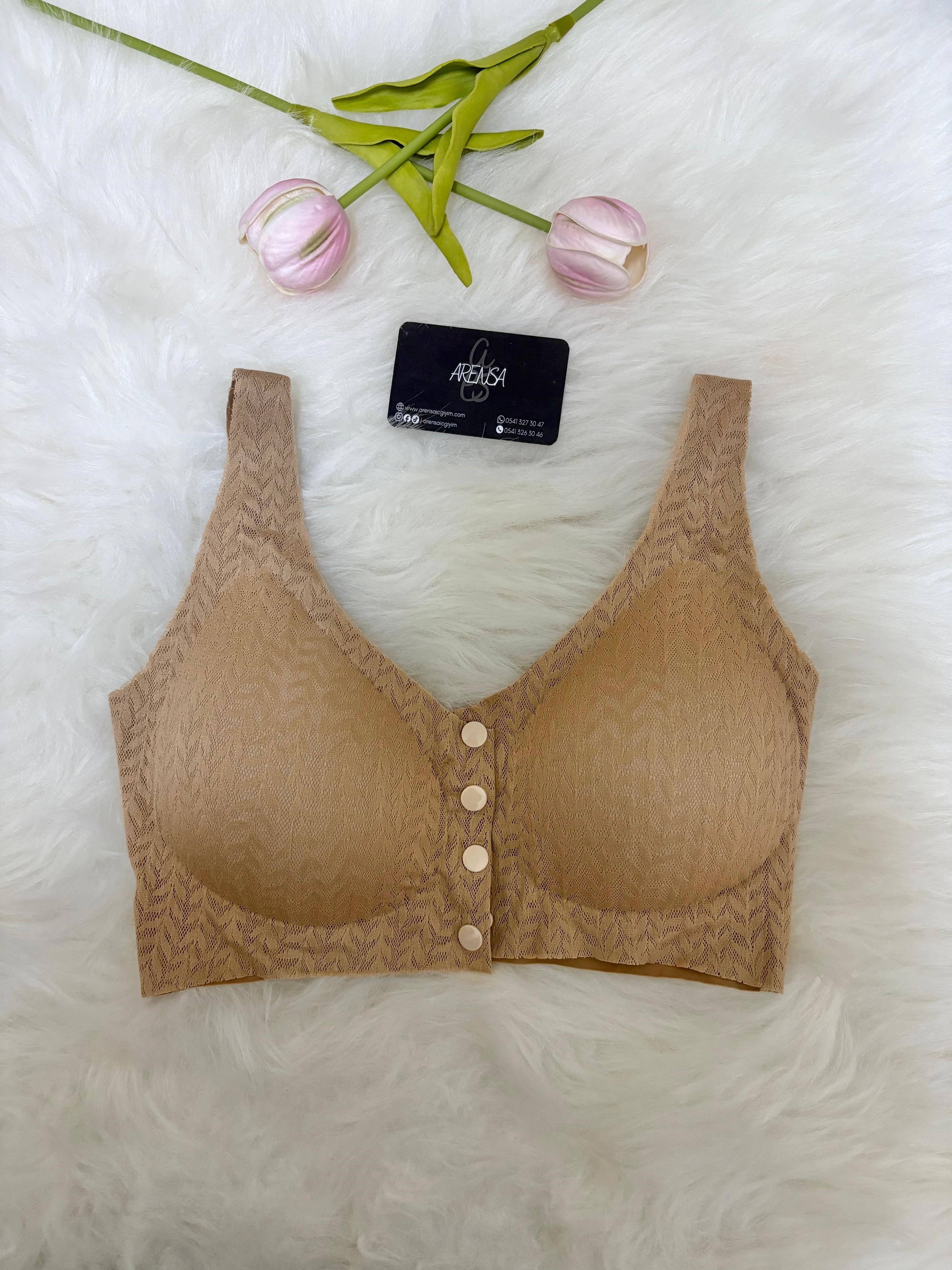 Kahverengi Dolgusuz Düğmeli Lazer Kesim Bralet