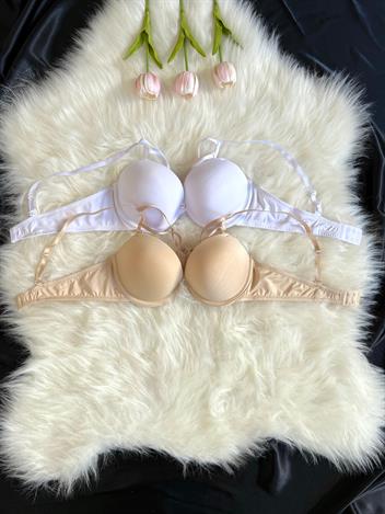 2 Adet Dolgulu Balenli Çapraz İpli Tekli Sütyen Set