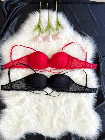 2 Adet Dolgulu Balenli Dantelli Alttan İpli Tekli Sütyen Set