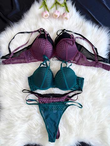 3 Adet Dolgulu Balenli Üstten Üç İpli Sütyen Takım Set