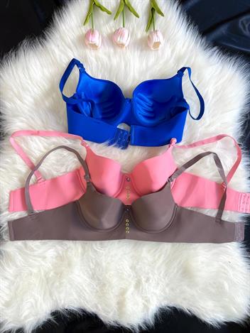 3 Adet Halka Ve Taş Detaylı El Destekli Tekli Lazer Kesim Sütyen Set