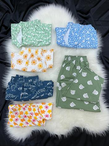 6 Adet Desenli Pamuklu Pijama Set