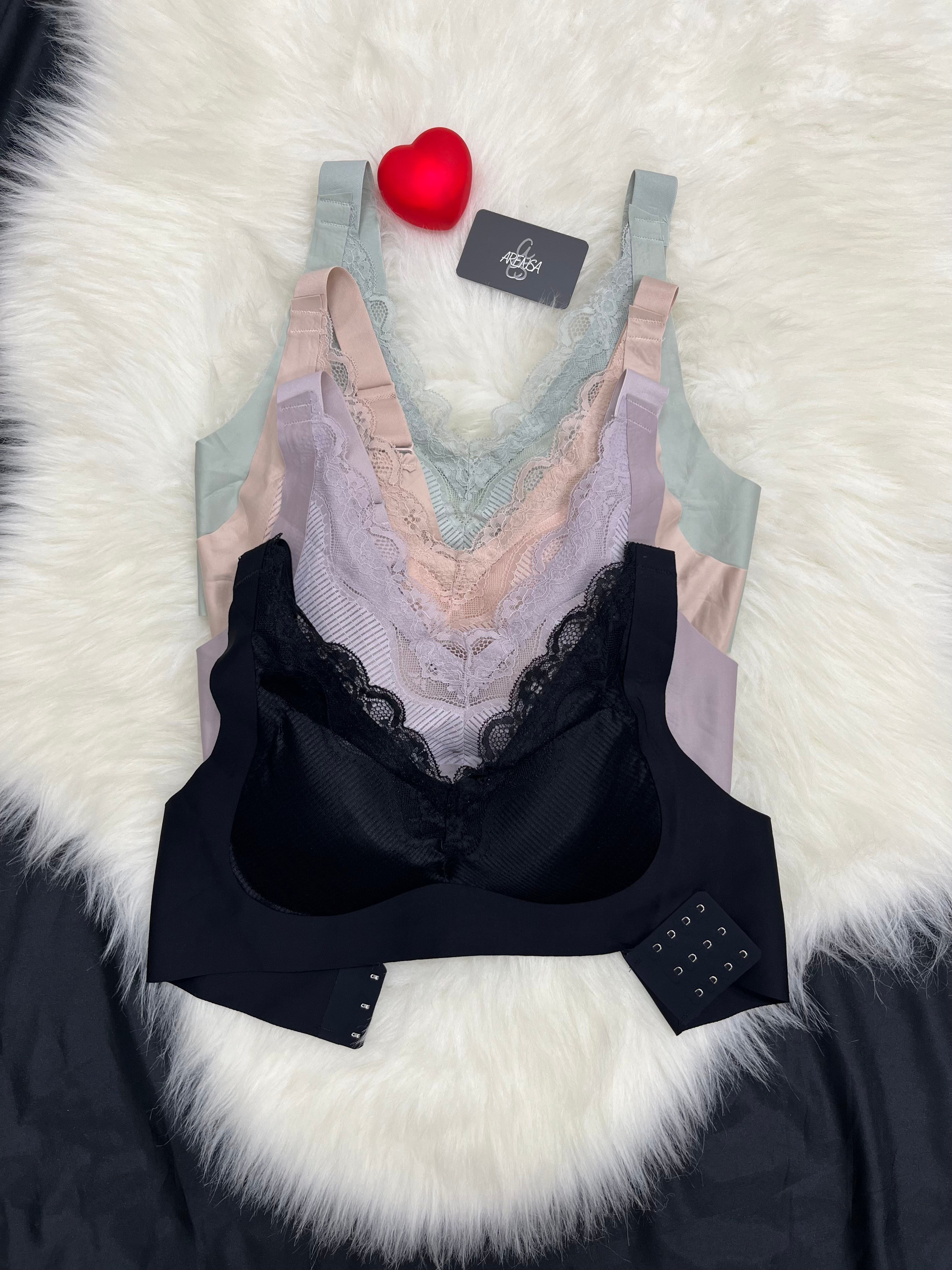 4 Adet Çizgili Dantelli Dolgusuz Kopçalı İnce Askılı Lazer Kesim Bralet Set