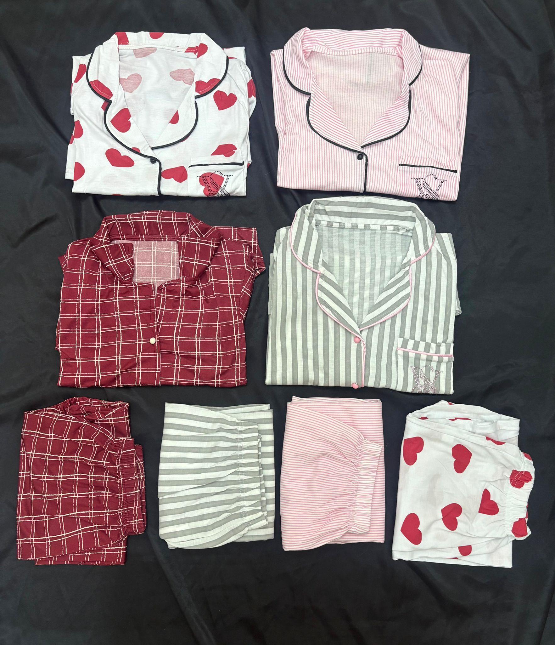 4 Adet Düğmeli Kısa Kol Pijama Takım