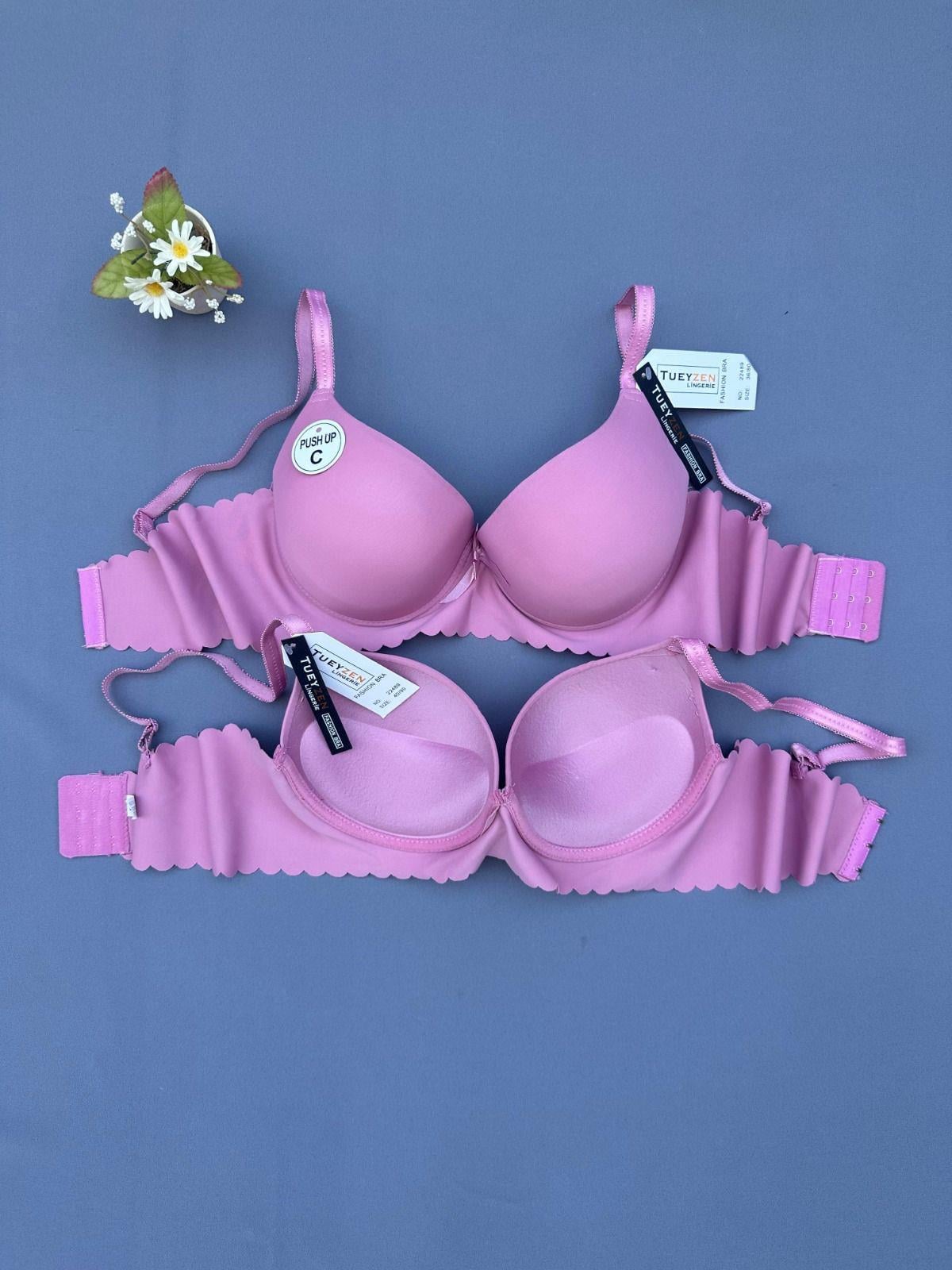 Pembe Dolgulu Balenli Lazer Tekli Sütyen