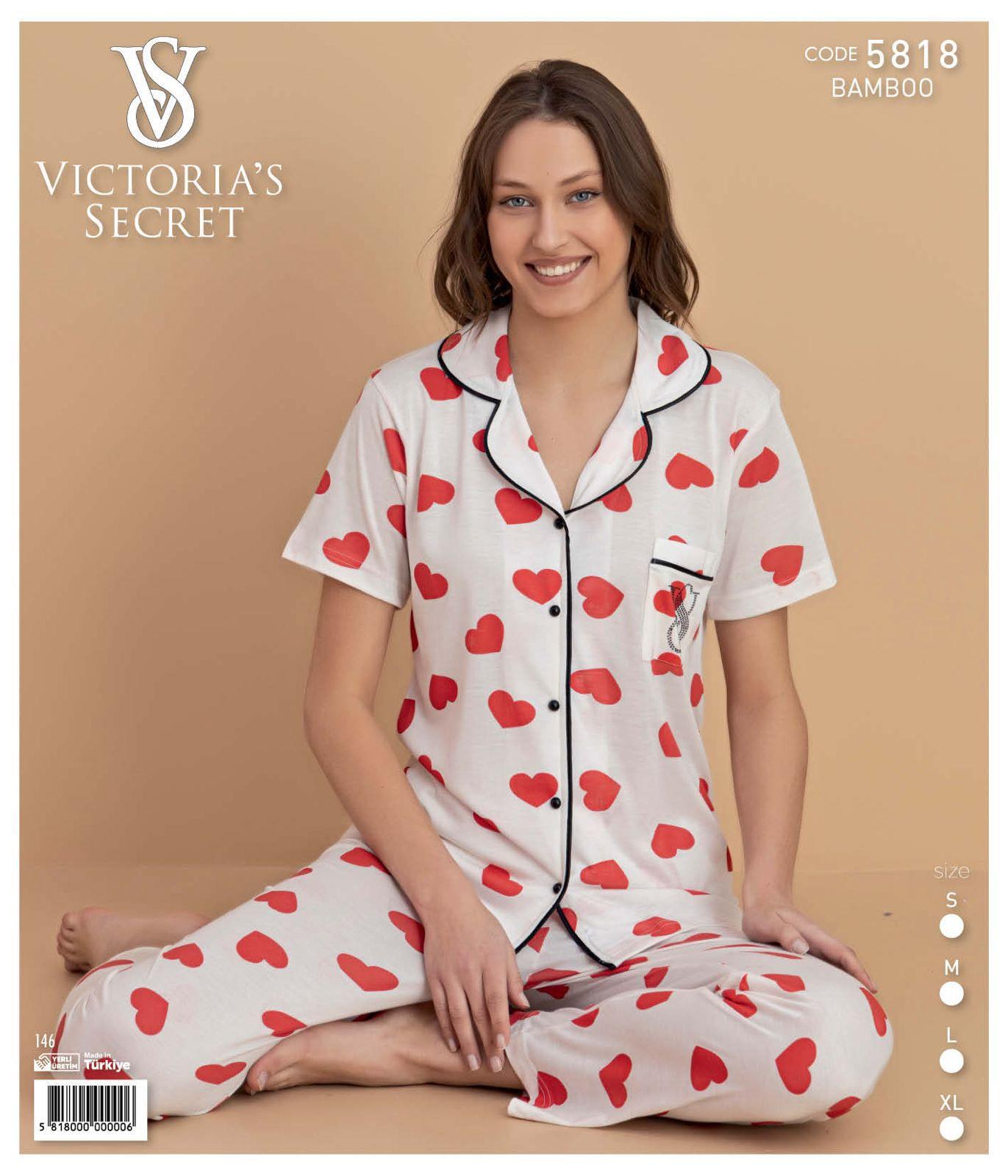 VS Çizgili Düğmeli Kısa Kol Pijama Takım 5818