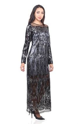 3440 Dodona Özel Tasarım Gri Elbise