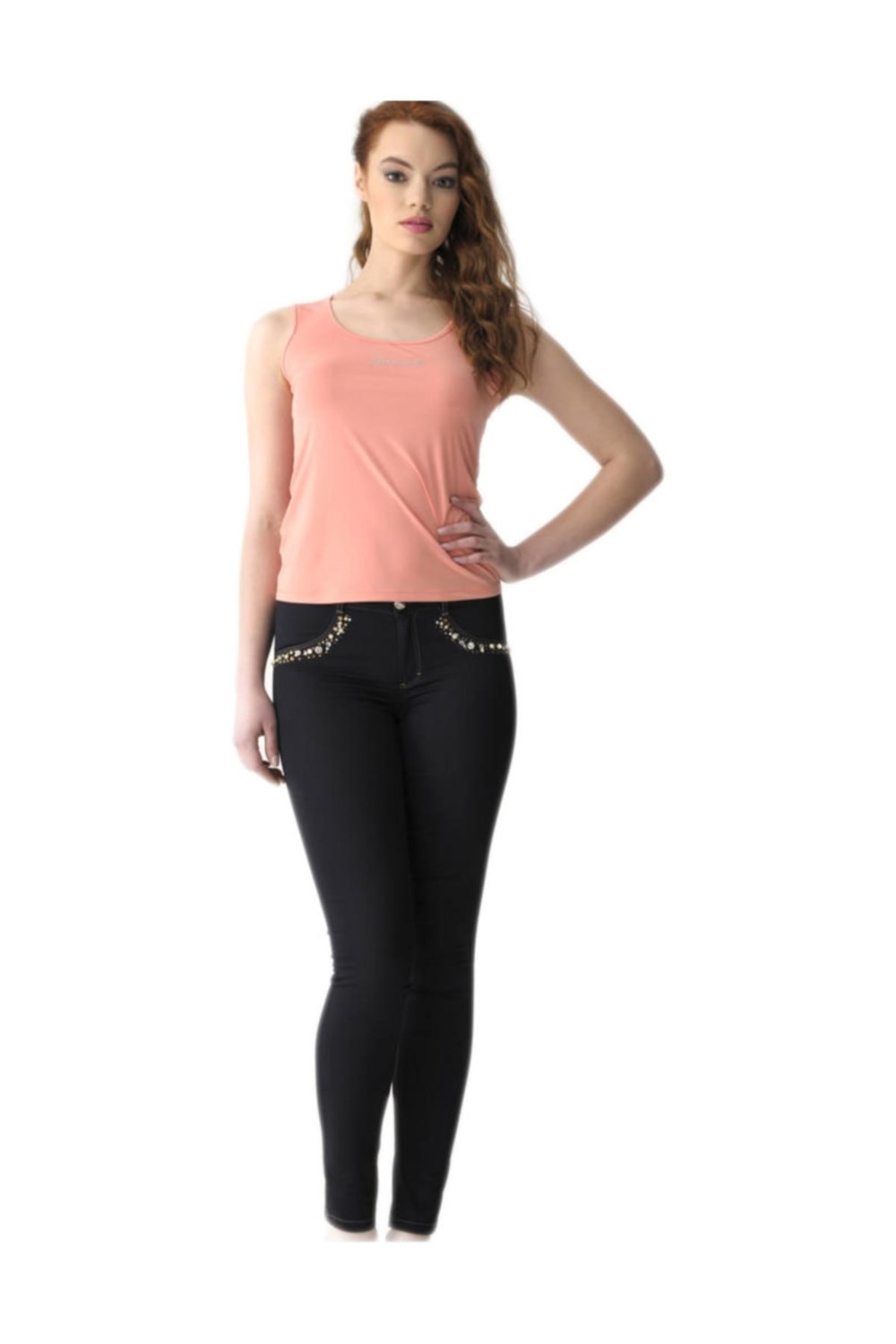 2456 Dodona Swarovski Taşlı Lacivert Kot  Pantolon 