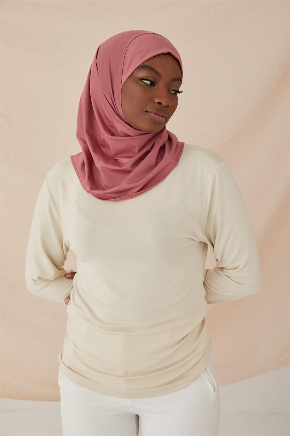 DÜZ HİJAB BONE-GÜL KURUSU