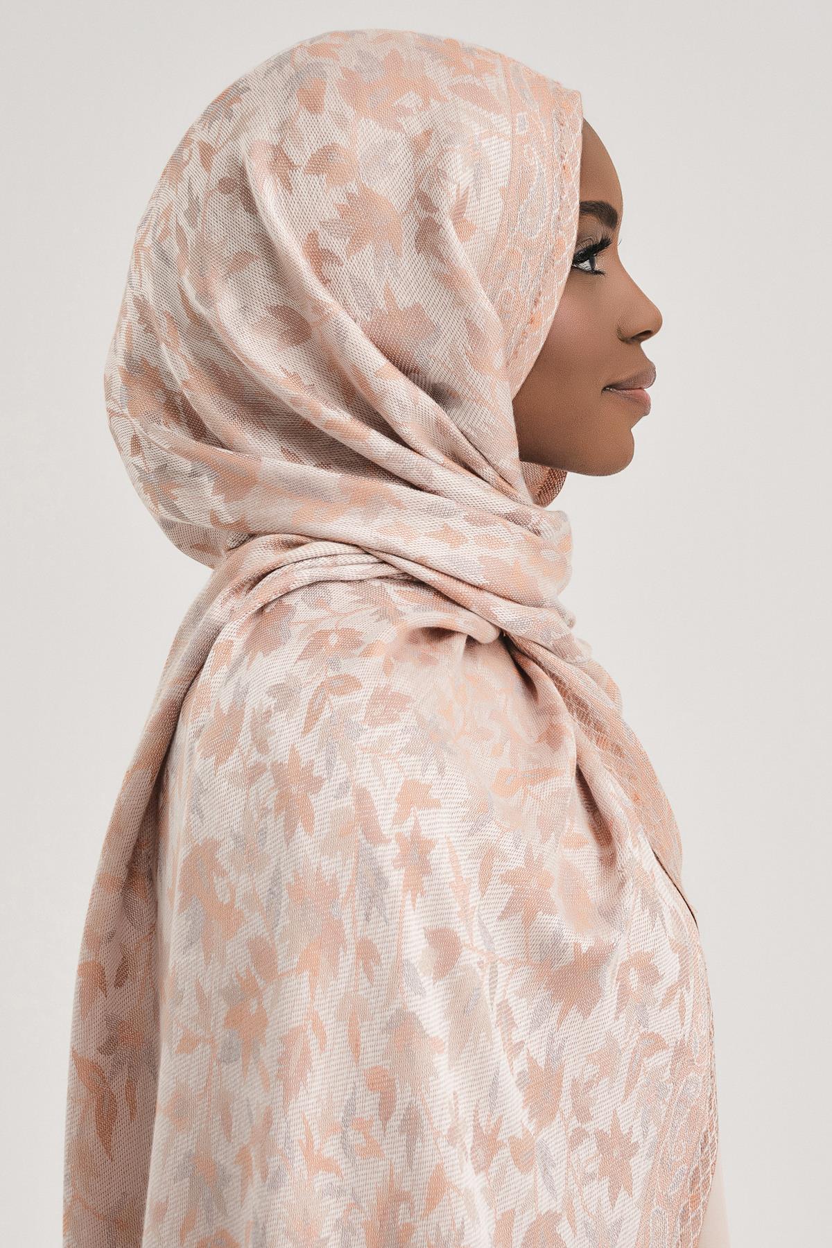 FLORAL KAŞMİR DOKUMA ŞAL-BEJ