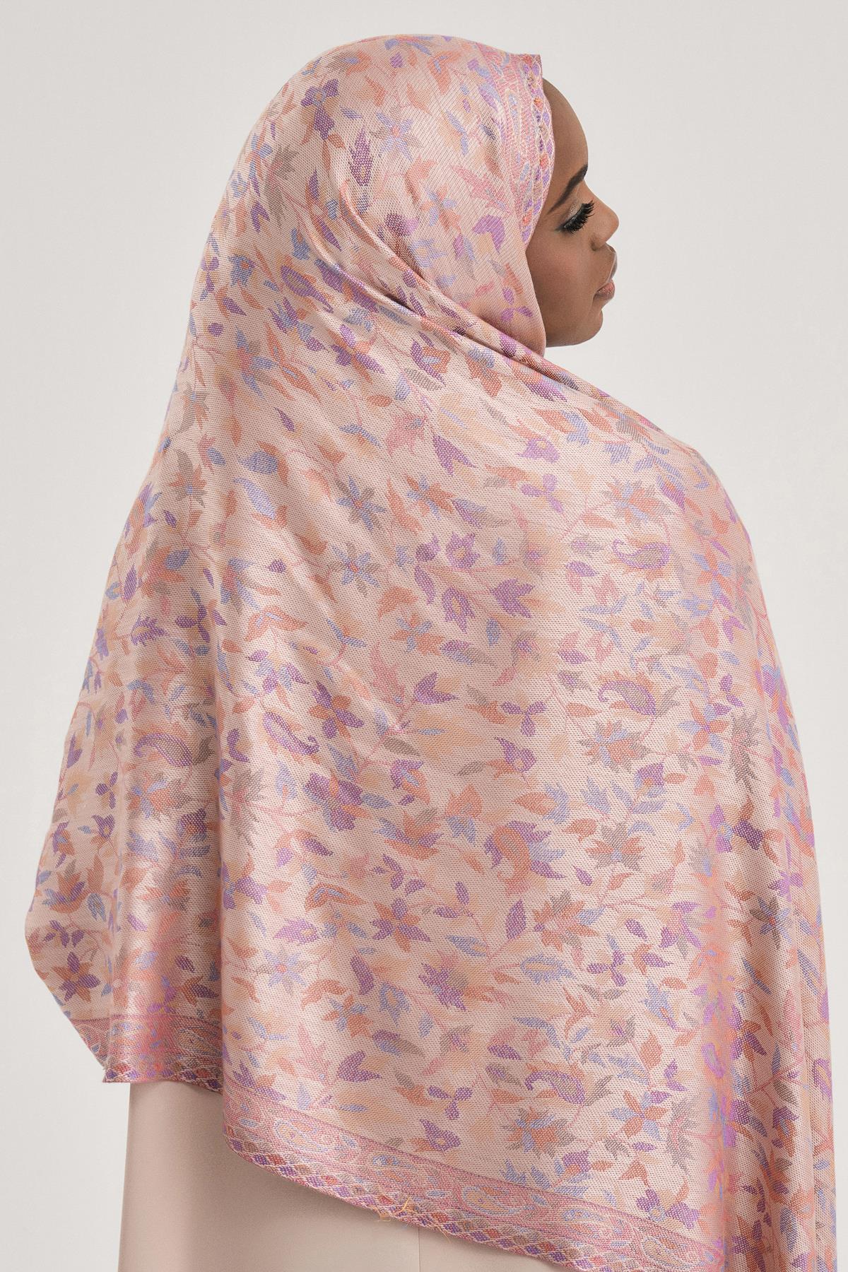 FLORAL KAŞMİR DOKUMA ŞAL-PUDRA