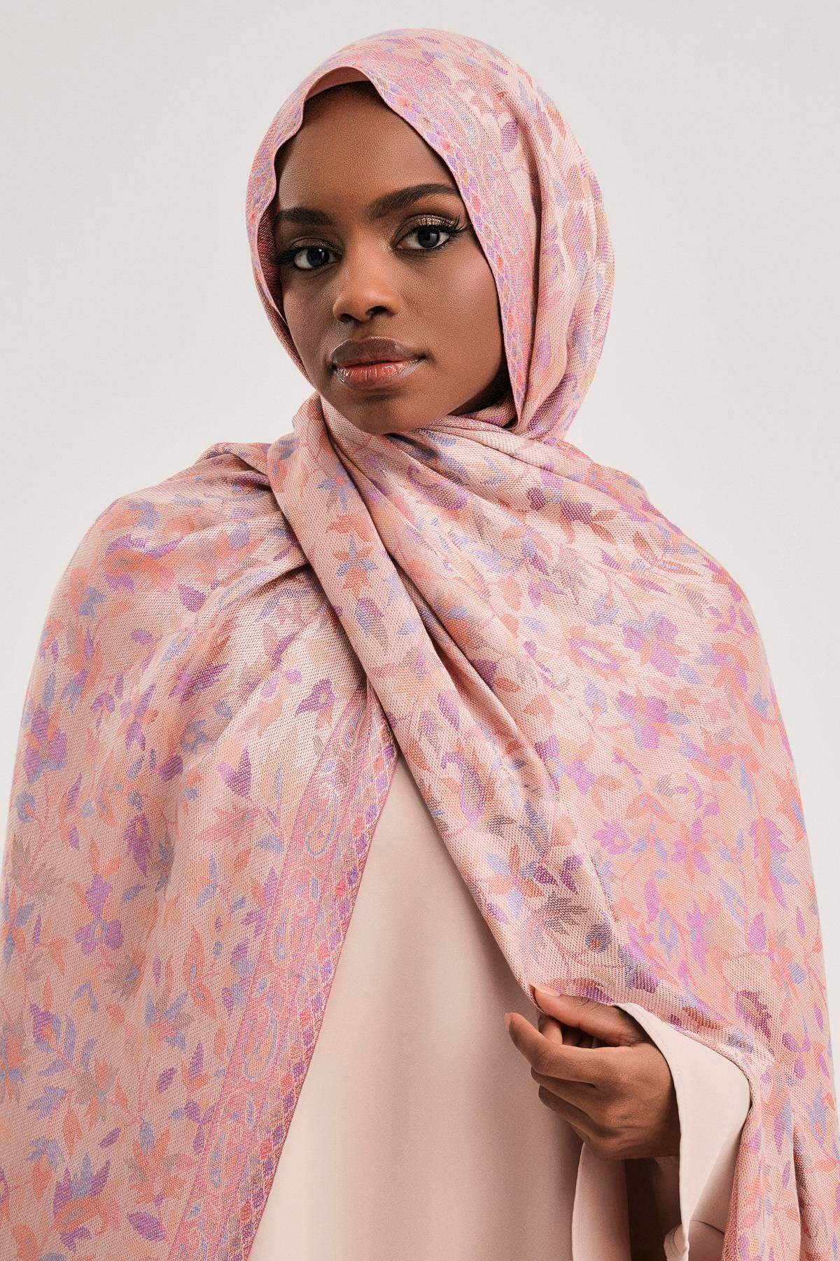 FLORAL KAŞMİR DOKUMA ŞAL-PUDRA