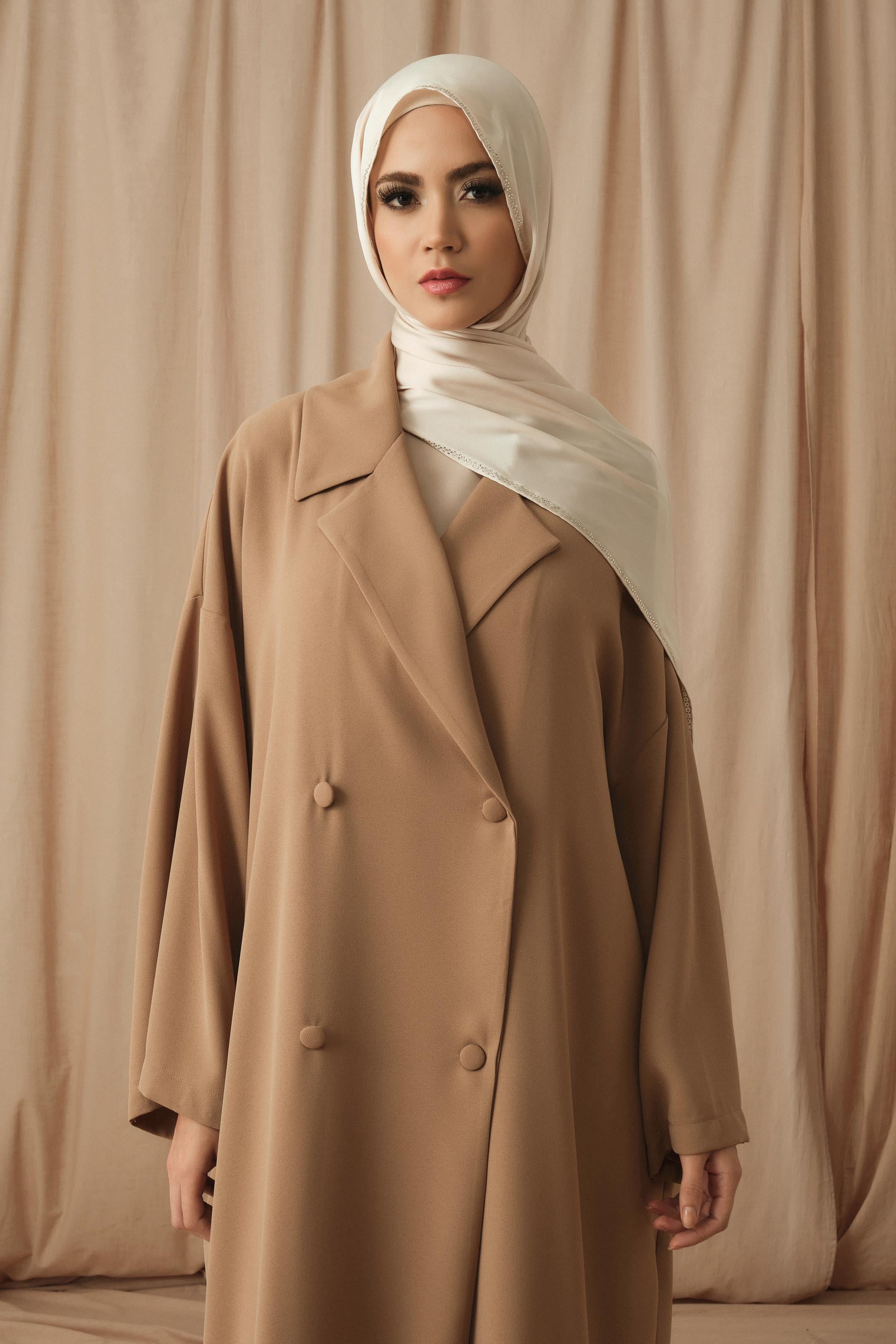 KRUVAZE YAKA DAILY ABAYA-CAMEL