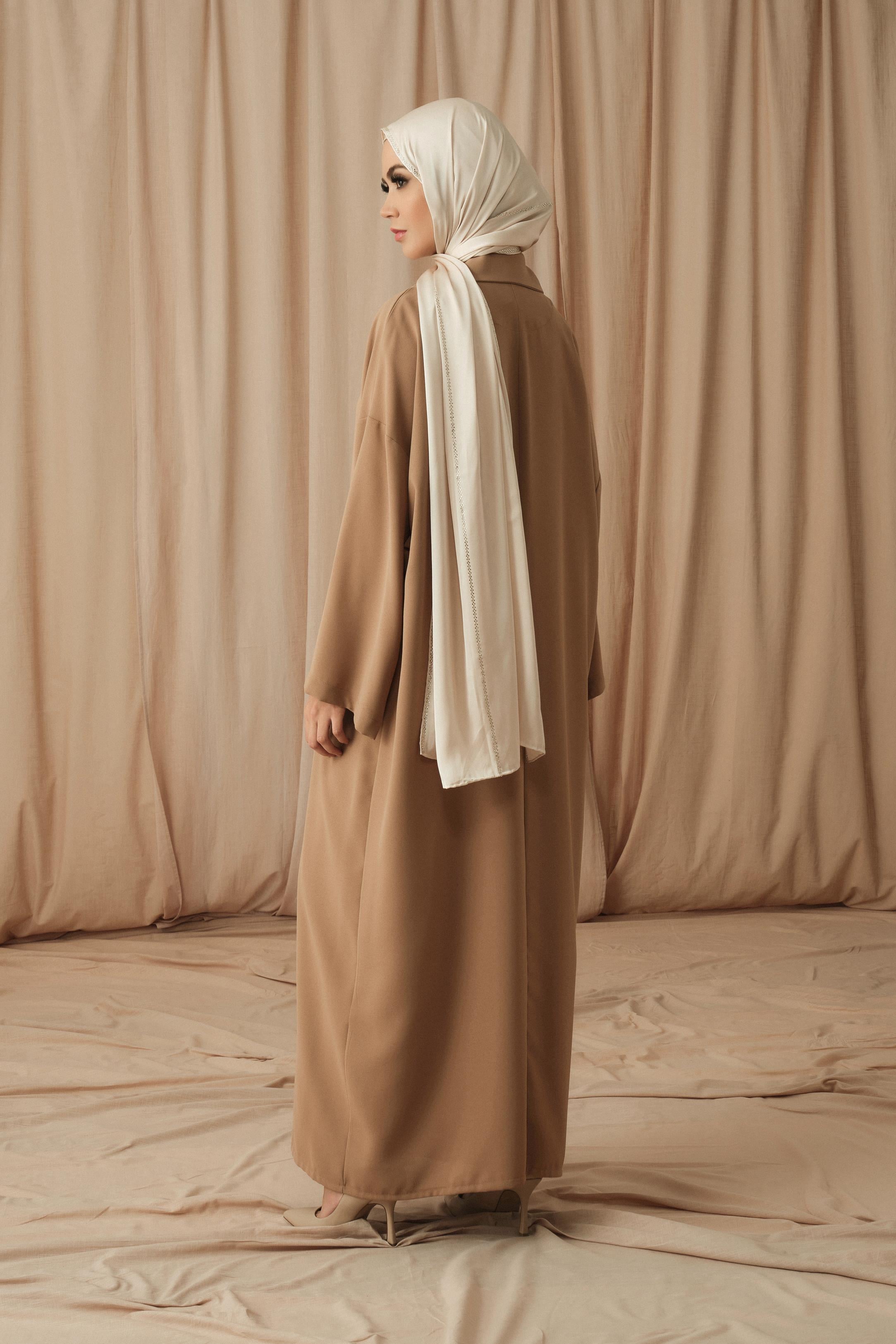 KRUVAZE YAKA DAILY ABAYA-CAMEL