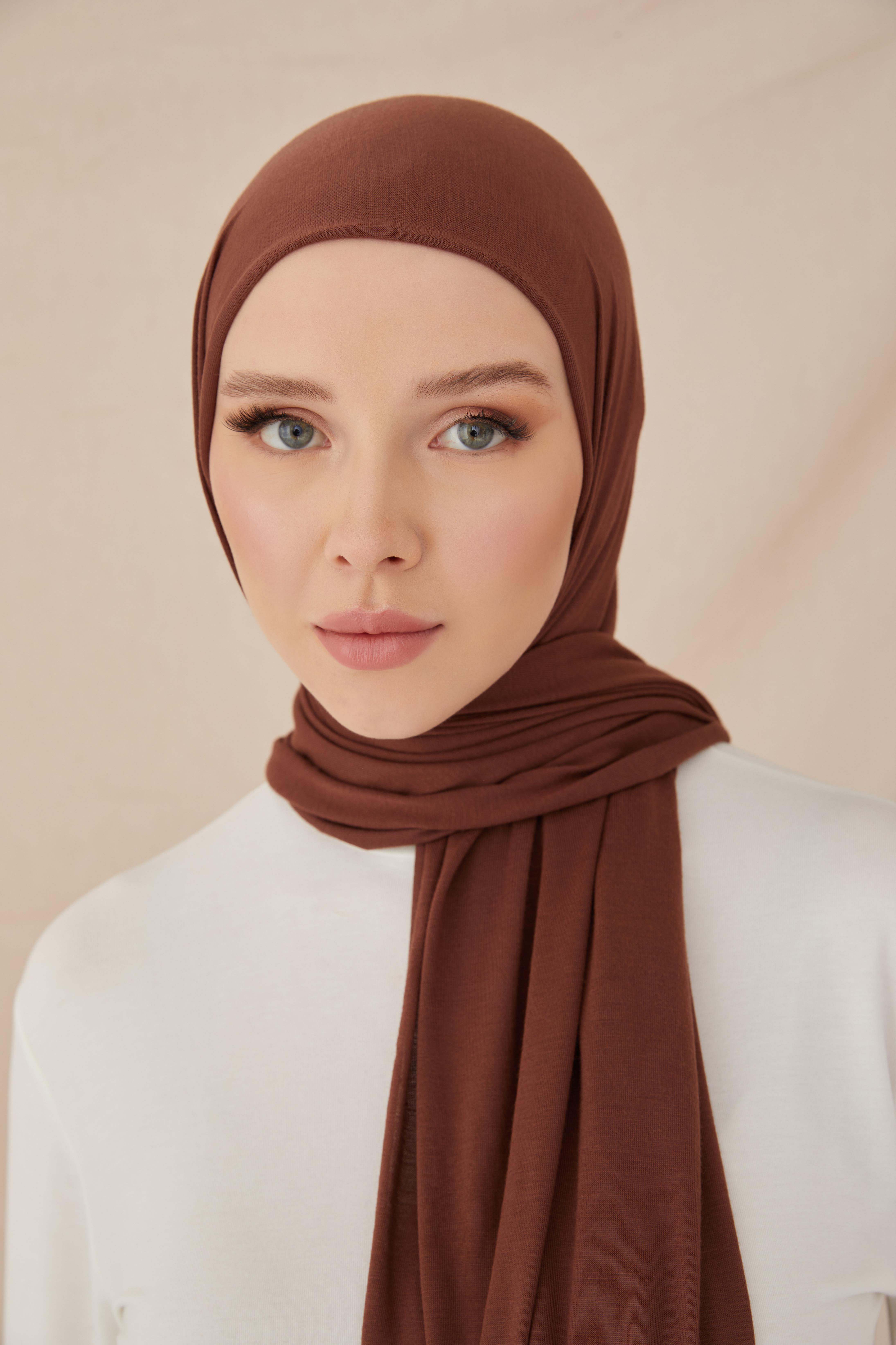 PREMİUM DÜZ COTTON JERSEY SHAWL-BROWN