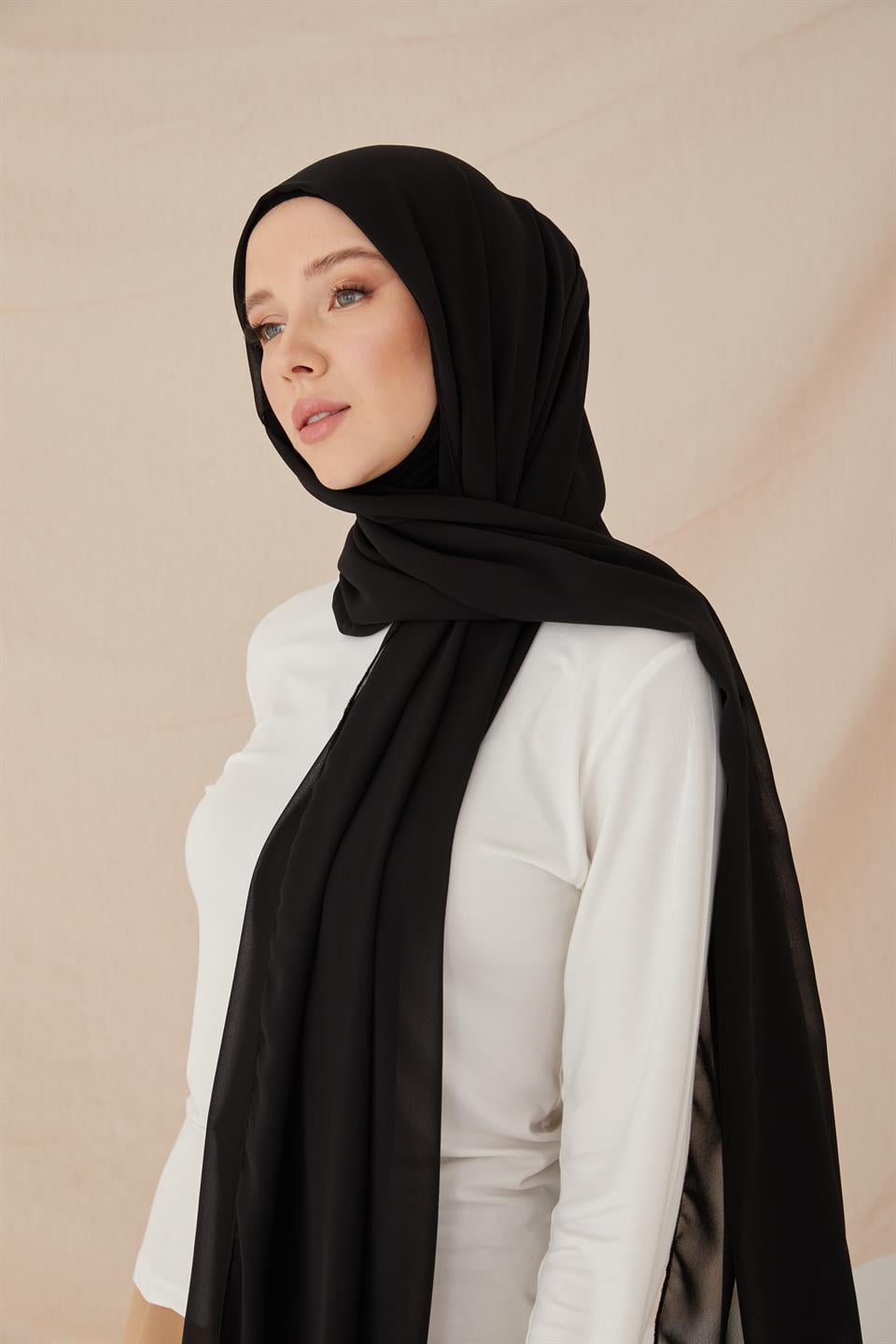 ŞİFONLU BONE ŞAL-SİYAH