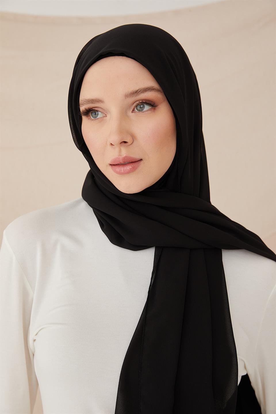 ŞİFONLU BONE ŞAL-SİYAH