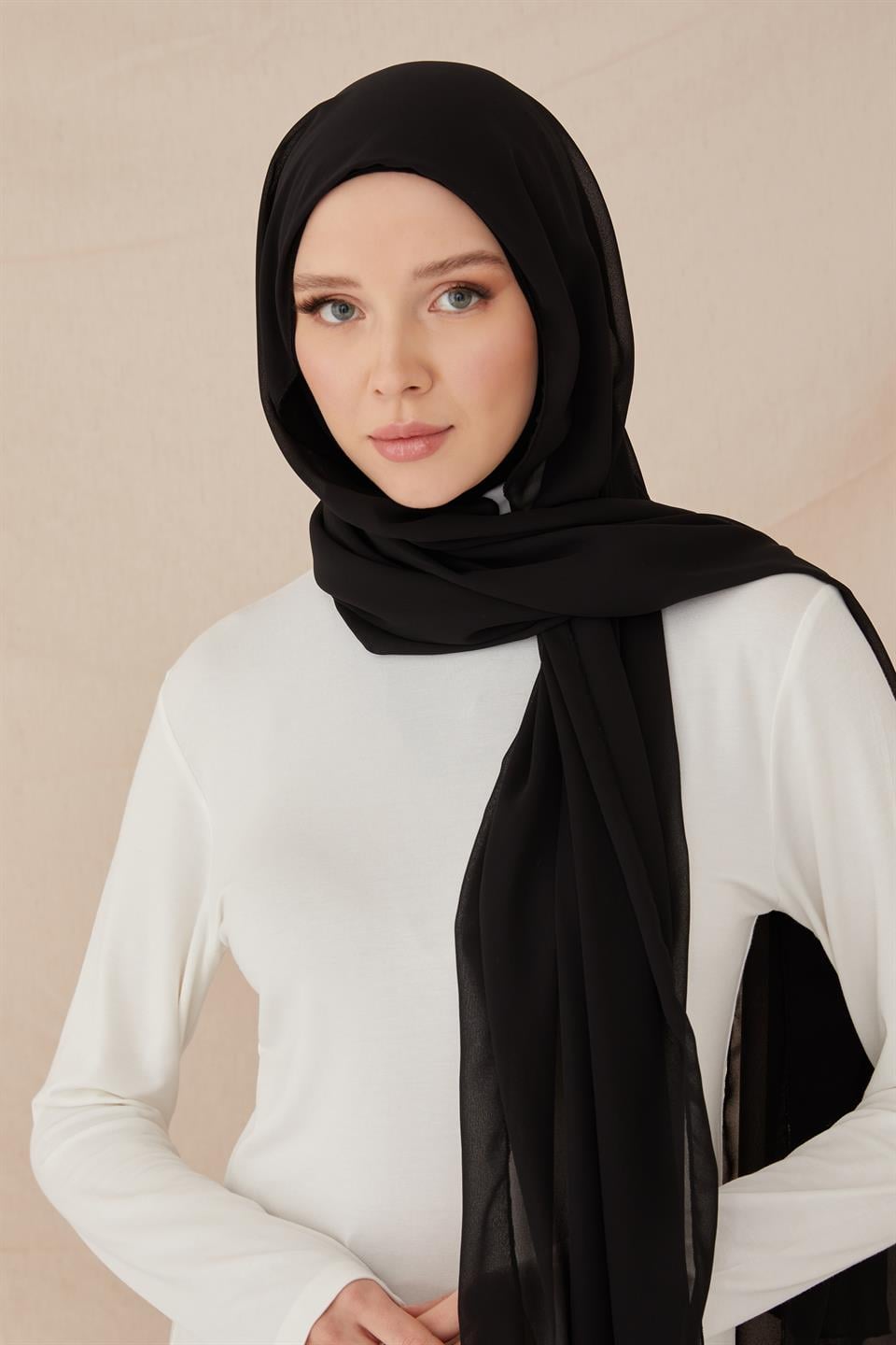 ŞİFONLU BONE ŞAL-SİYAH