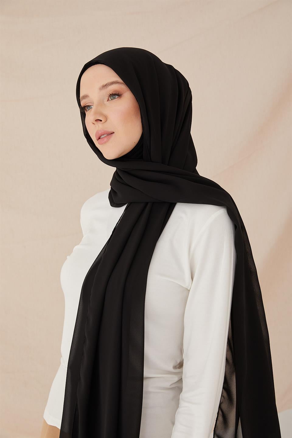 ŞİFONLU BONE ŞAL-SİYAH