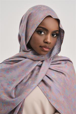 FLORAL KAŞMİR DOKUMA ŞAL-GRİ