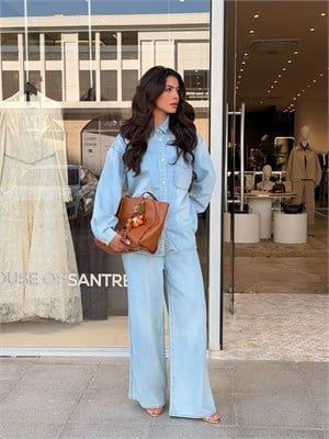 Denim İkili Takım Açık Mavi