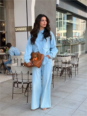 Denim İkili Takım Açık Mavi