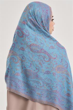 CASHMERE WOVEN SHAWL-TURKUAZ