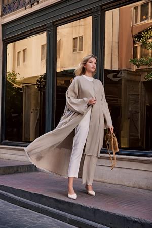 KETEN LAYERED ABAYA-TAŞ