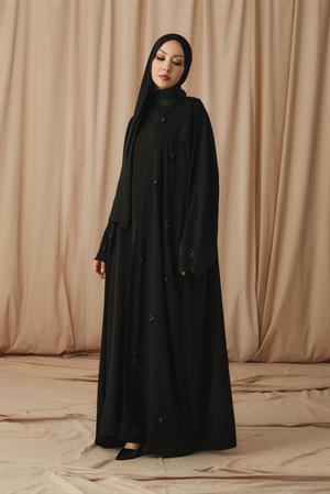 MIDNIGHT FLORAL ABAYA-SİYAH