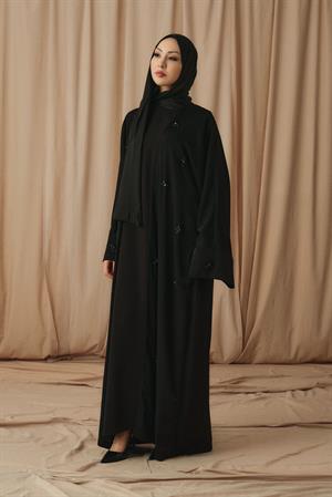 MIDNIGHT FLORAL ABAYA-SİYAH