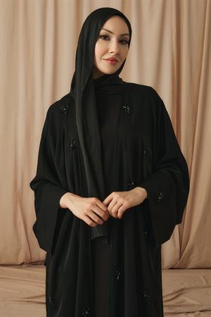 MIDNIGHT FLORAL ABAYA-SİYAH
