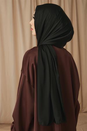 SATIN BÜZGÜ DETAYLI ABAYA-ACI KAHVE