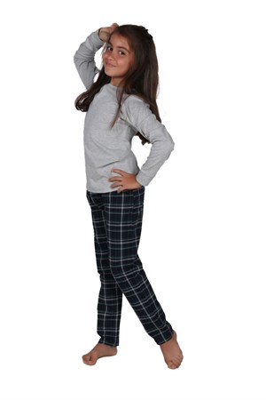 Malabadi Gri Kışlık Kız Çocuk Pijama Takımı 4002