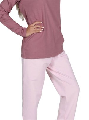 Malabadi Gül Kurusu  Düğmeli Yaka Kışlık Kadın Pijama Takımı 5003