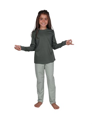 Malabadi Yeşil Kışlık Kız Çocuk Pijama Takımı 4002