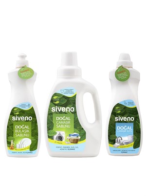 Siveno 3'Lü  Doğal Ev Temizlik  Seti Çamaşır Sabunu 750 ml+Çamaşır Suyu 700 ml+Bulaşık Sabunu 500 ml